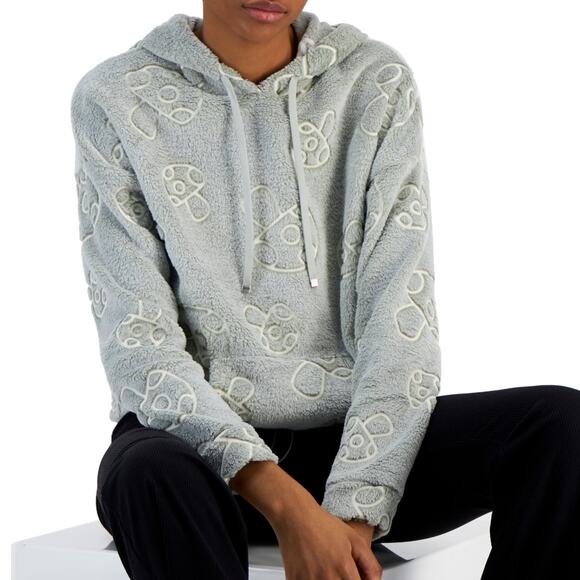 Planet Heart Juniors Mushroom Embossed Plush Desert Sage Hooded Pullover, XL - Picture 1 of 1